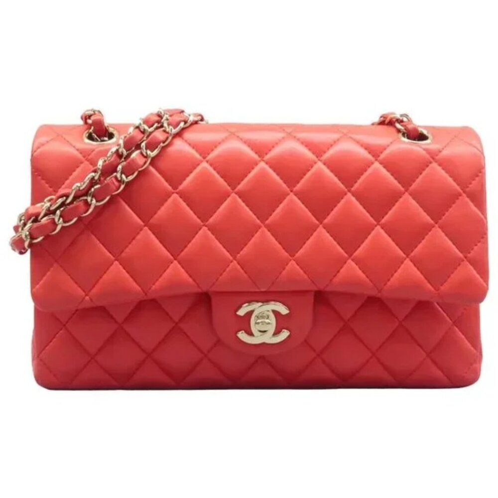 100% Authentic CHANEL CF Red Leather Shoulder Bag - Picture 1 of 12